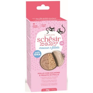 Schesir Baby Mouse & Filet Cat Cons Pui/Somon 3 x 55G