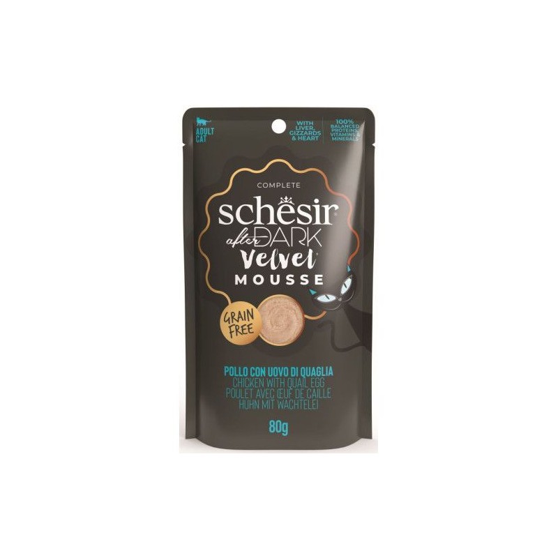 Schesir After Dark Cat Plic Velvet Mousse Pui si Ou de Prepelita 80G