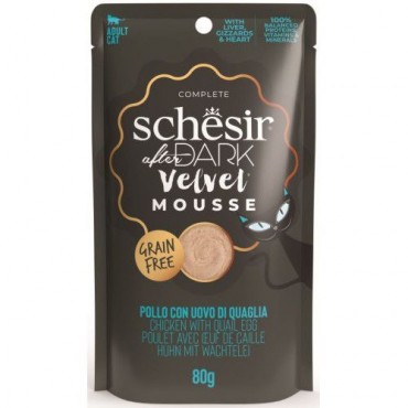 Schesir After Dark Cat Plic Velvet Mousse Pui si Ou de Prepelita 80G