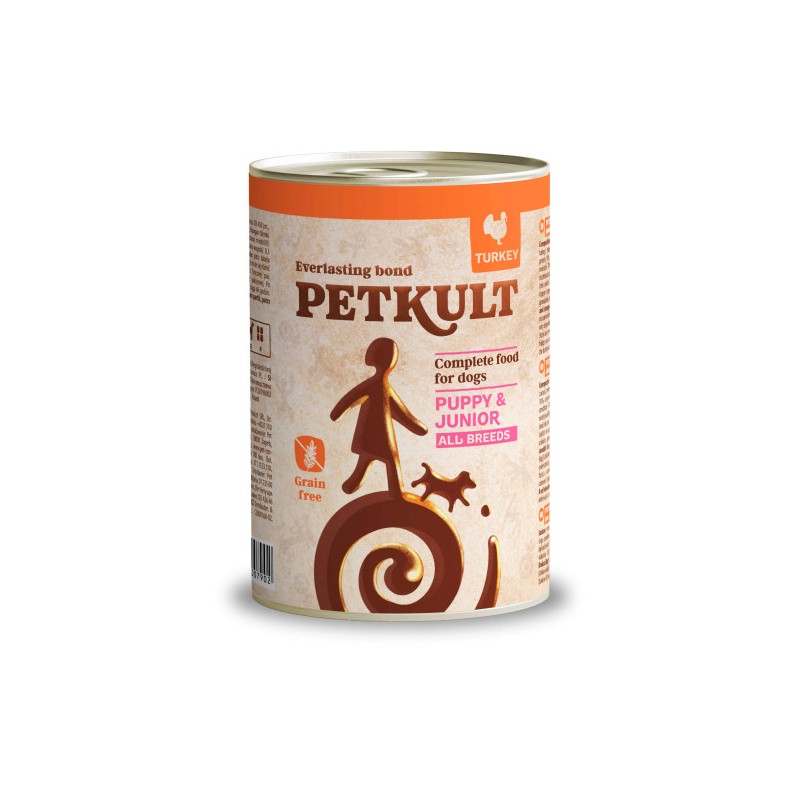 Hrana umeda caini Petkult Junior cu curcan 400 g
