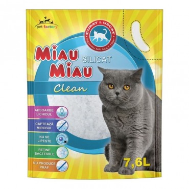 Nisip Pisici MIAU MIAU Silicat Clean 7