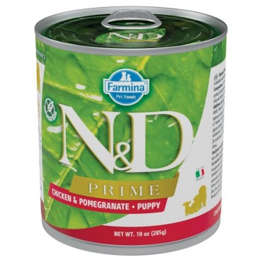 N&D Prime Puppy Hrana Umedă Caini – Pui & Rodie 285g