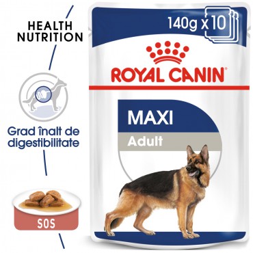 Royal Canin Maxi Adult Gravy hrana umeda caini adulti de talie mare, 10 x 140 g