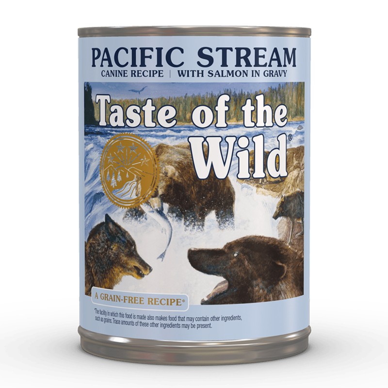 Hrană umedă caini TASTE OF THE WILD Pacific Stream, fără cereale, cu somon conserva 390 g