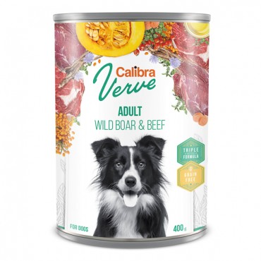 Calibra Dog Verve GF Adult hrana umeda caini, mistret si vita conserva 400 g