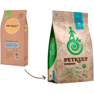 Petkult Sensitive Adult small talie mică Peşte si Orez hrană uscată câini 12 Kg