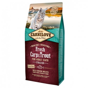 Carnilove Fresh Sterilised Crap si Pastrav hrana uscata pisici sterilizate 2kg